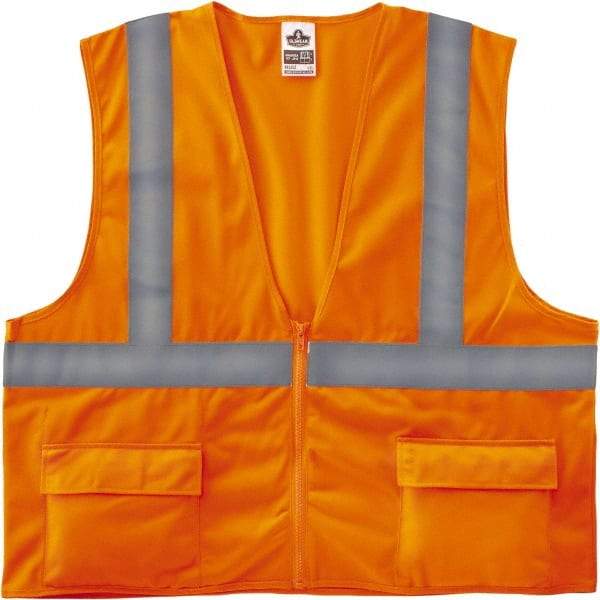 Ergodyne - Size S/M High Visibility Orange Solid General Purpose Vest - 36 to 44" Chest, ANSI/ISEA 107, Zipper Closure, 3 Pockets, Polyester - Apex Tool & Supply