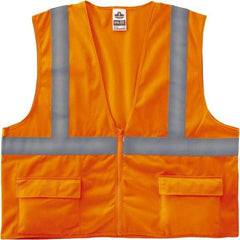Ergodyne - Size S/M High Visibility Orange Solid General Purpose Vest - 36 to 44" Chest, ANSI/ISEA 107, Zipper Closure, 3 Pockets, Polyester - Apex Tool & Supply