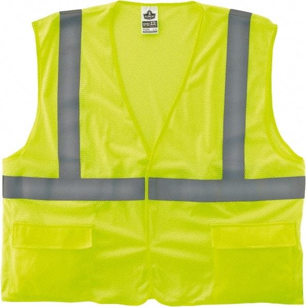 Ergodyne - Size S/M High Visibility Lime Mesh General Purpose Vest - 36 to 44" Chest, ANSI/ISEA 107, Hook & Loop Closure, 3 Pockets, Polyester - Apex Tool & Supply