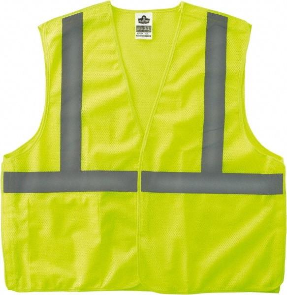 Ergodyne - Size S/M High Visibility Lime Mesh Breakaway Vest - 36 to 44" Chest, ANSI/ISEA 107, Hook & Loop Closure, 1 Pocket, Polyester - Apex Tool & Supply