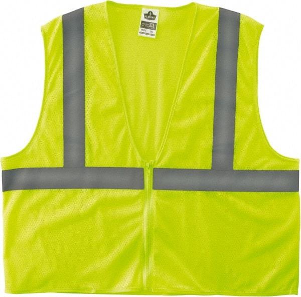 Ergodyne - Size 4X/5XL High Visibility Lime Mesh General Purpose Vest - 58 to 64" Chest, ANSI/ISEA 107, Zipper Closure, Polyester - Apex Tool & Supply
