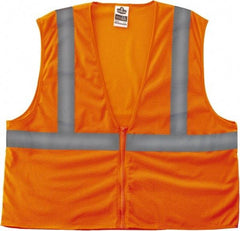 Ergodyne - Size L/XL High Visibility Orange Mesh General Purpose Vest - 44 to 52" Chest, ANSI/ISEA 107, Zipper Closure, Polyester - Apex Tool & Supply