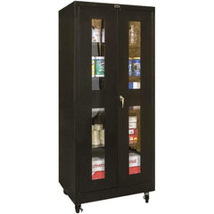 Hallowell - 4 Shelf Mobile Storage Cabinet - Steel, 36" Wide x 24" Deep x 72" High, Black - Apex Tool & Supply