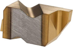 Hertel - 2047IG Grade HC335, 1.19mm Cutting Width Carbide Grooving Insert - 1.27mm Max Depth of Cut, Left Hand, TiN Finish - Apex Tool & Supply
