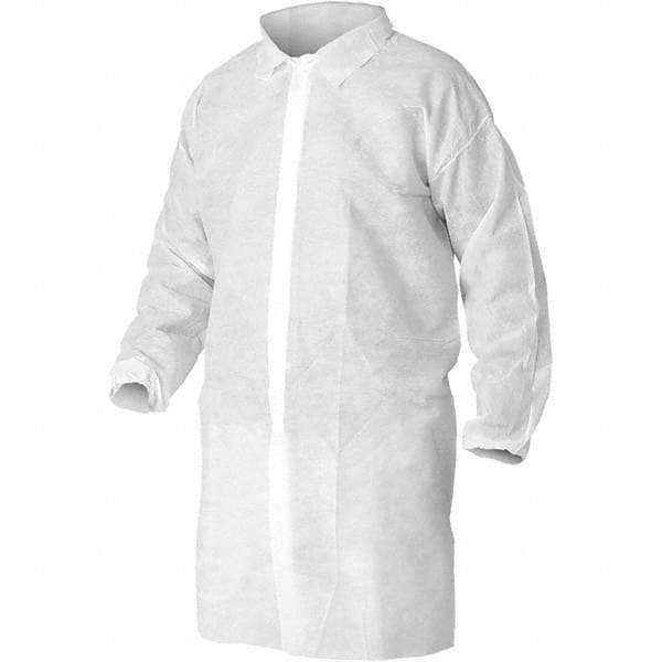 KleenGuard - 2XL, White Lab Coat - SMMMS Material, Snap Front, Elastic Cuffs - Apex Tool & Supply