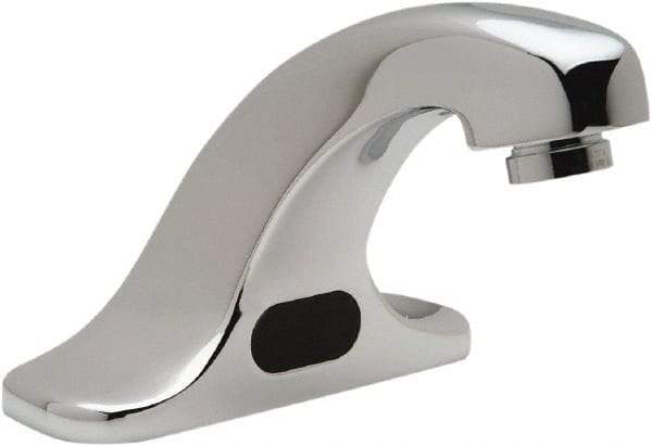 Zurn - Chrome Plated Electronic Internal Temperature Control Mixer Sensor Faucet - Powered by 4 AA Batteries, Standard Spout, Single Hole Mounting Centers - Apex Tool & Supply