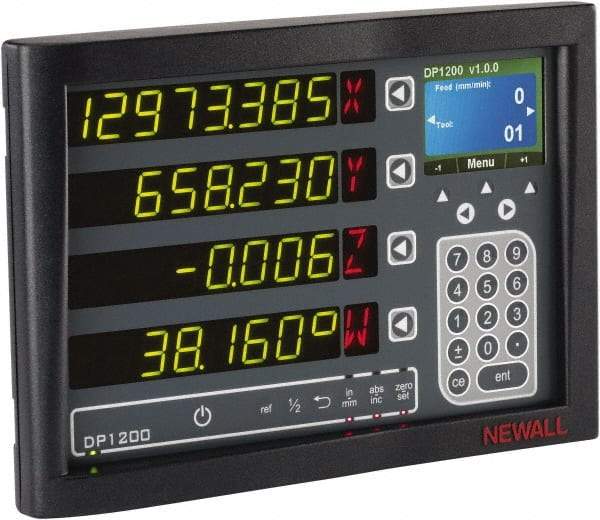 Newall - 2 Axis, 18" X-Axis Travel, 160" Z-Axis Travel, Lathe DRO System - 5µm/10µm Resolution, 10µm Accuracy, Digital Display - Apex Tool & Supply