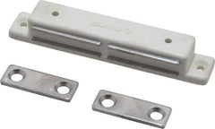 Sugatsune - 3-3/8" Long x 9/16" Wide x 1/2" High, Plastic & Stainless Steel Magentic Catch - White Finish, 10.5 Magnetic Force - Apex Tool & Supply