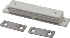 Sugatsune - 4-9/64" Long x 11/16" Wide x 9/16" High, Plastic & Stainless Steel Magentic Catch - White Finish, 12 Magnetic Force - Apex Tool & Supply