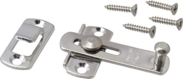 Sugatsune - 2" Long x 1-3/8" Wide, Slide Bar Latch - Stainless Steel, with Polished Finish - Apex Tool & Supply