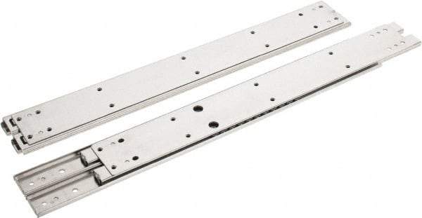 Sugatsune - 20" Slide Length, 14.22" Travel Length, Stainless Steel Ball Bearing Slide SSR-5 - 1/2" Wide, 2-3/4" High, 218 Lb Capacity at Full Extension, Satin Finish - Apex Tool & Supply
