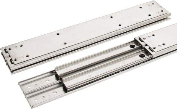Sugatsune - 16" Slide Length, 16.56" Travel Length, Stainless Steel Ball Bearing Slide SSR-10 - 7/8" Wide, 2-3/4" High, 571 Lb Capacity at Full Extension, Satin Finish - Apex Tool & Supply