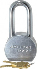 American Lock - 2" Shackle Clearance, Keyed Alike A701 Padlock - 7/16" Shackle Diam, Steel, with Satin Chrome, Triple Plated Finish - Apex Tool & Supply
