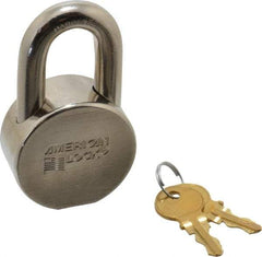 American Lock - 1-1/16" Shackle Clearance, Keyed Alike AH10 Padlock - 7/16" Shackle Diam, Steel, with Satin Chrome, Triple Plated Finish - Apex Tool & Supply