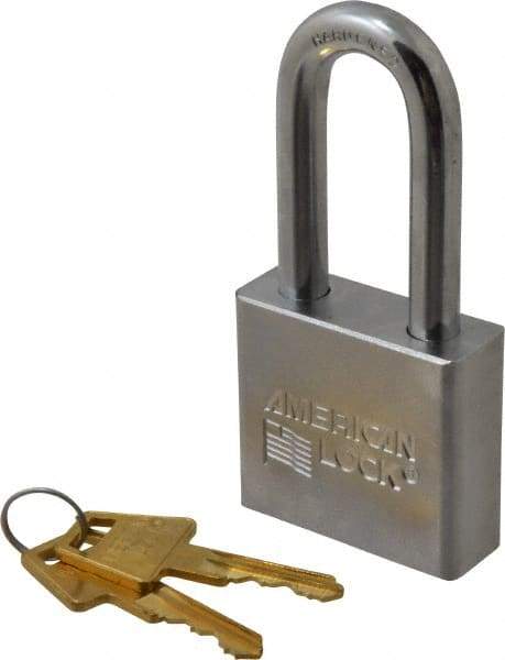 American Lock - 2" Shackle Clearance, Keyed Different A5261 Padlock - 3/8" Shackle Diam, Steel, with Solid Steel Finish - Apex Tool & Supply