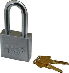 American Lock - 2" Shackle Clearance, Keyed Alike A5261 Padlock - 3/8" Shackle Diam, Steel, with Solid Steel Finish - Apex Tool & Supply