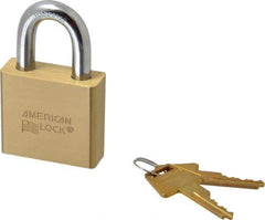 American Lock - 1-1/8" Shackle Clearance, Keyed Different A5570 Padlock - 3/8" Shackle Diam, Steel & Brass, with Solid Extruded Brass Finish - Apex Tool & Supply