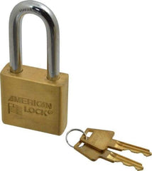 American Lock - 2" Shackle Clearance, Keyed Different A5571 Padlock - 3/8" Shackle Diam, Steel & Brass, with Solid Extruded Brass Finish - Apex Tool & Supply