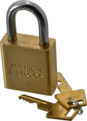 American Lock - 1-1/8" Shackle Clearance, Keyed Different A5560 Padlock - 5/16" Shackle Diam, Steel & Brass, with Solid Extruded Brass Finish - Apex Tool & Supply