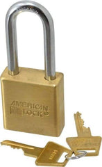 American Lock - 2" Shackle Clearance, Keyed Different A5561 Padlock - 5/16" Shackle Diam, Steel & Brass, with Solid Extruded Brass Finish - Apex Tool & Supply