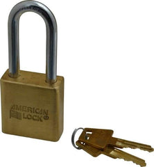 American Lock - 2" Shackle Clearance, Keyed Alike A5561 Padlock - 5/16" Shackle Diam, Steel & Brass, with Solid Extruded Brass Finish - Apex Tool & Supply