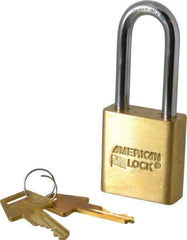 American Lock - 2" Shackle Clearance, Keyed Alike A5561 Padlock - 5/16" Shackle Diam, Steel & Brass, with Solid Extruded Brass Finish - Apex Tool & Supply
