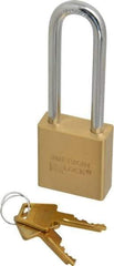 American Lock - 3" Shackle Clearance, Keyed Alike A5562 Padlock - 5/16" Shackle Diam, Steel & Brass, with Solid Extruded Brass Finish - Apex Tool & Supply