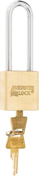 American Lock - 3" Shackle Clearance, Keyed Alike A5562 Padlock - 5/16" Shackle Diam, Steel & Brass, with Solid Extruded Brass Finish - Apex Tool & Supply