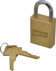 American Lock - 1" Shackle Clearance, Keyed Alike A5530 Padlock - 1/4" Shackle Diam, Steel & Brass, with Solid Extruded Brass Finish - Apex Tool & Supply