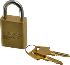 American Lock - 1" Shackle Clearance, Keyed Alike A5530 Padlock - 1/4" Shackle Diam, Steel & Brass, with Solid Extruded Brass Finish - Apex Tool & Supply
