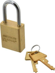 American Lock - 1-1/2" Shackle Clearance, Keyed Different A5531 Padlock - 1/4" Shackle Diam, Steel & Brass, with Solid Extruded Brass Finish - Apex Tool & Supply
