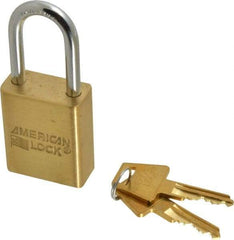 American Lock - 1-1/2" Shackle Clearance, Keyed Alike A5531 Padlock - 1/4" Shackle Diam, Steel & Brass, with Solid Extruded Brass Finish - Apex Tool & Supply