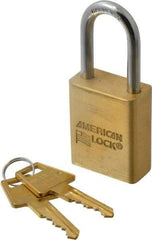 American Lock - 1-1/2" Shackle Clearance, Keyed Alike A5531 Padlock - 1/4" Shackle Diam, Steel & Brass, with Solid Extruded Brass Finish - Apex Tool & Supply