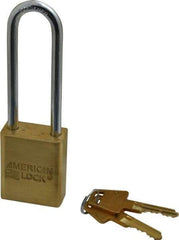American Lock - 3" Shackle Clearance, Keyed Different A5532 Padlock - 1/4" Shackle Diam, Steel & Brass, with Solid Extruded Brass Finish - Apex Tool & Supply