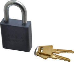 American Lock - 1-1/8" Shackle Clearance, Keyed Different A10 Padlock - 5/16" Shackle Diam, Aluminum, with Solid Aluminum Finish - Apex Tool & Supply
