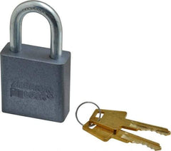 American Lock - 1-1/8" Shackle Clearance, Keyed Alike A10 Padlock - 5/16" Shackle Diam, Aluminum, with Solid Aluminum Finish - Apex Tool & Supply