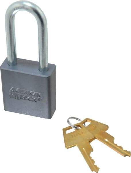 American Lock - 2" Shackle Clearance, Keyed Different A11 Padlock - 5/16" Shackle Diam, Aluminum, with Solid Aluminum Finish - Apex Tool & Supply