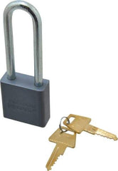 American Lock - 3" Shackle Clearance, Keyed Alike A12 Padlock - 5/16" Shackle Diam, Aluminum, with Solid Aluminum Finish - Apex Tool & Supply