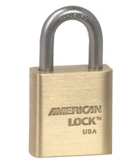 American Lock - 1-1/16" Shackle Clearance, Keyed Alike A5560 Padlock - 5/16" Shackle Diam, Steel & Brass, with Solid Extruded Brass Finish - Apex Tool & Supply