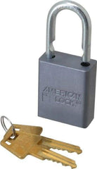 American Lock - 1" Shackle Clearance, Keyed Different A30 Padlock - 1/4" Shackle Diam, Aluminum, with Solid Aluminum Finish - Apex Tool & Supply