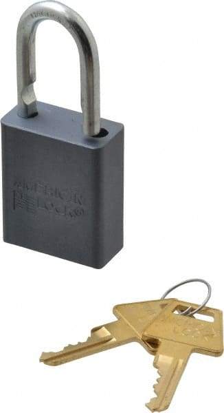 American Lock - 1" Shackle Clearance, Keyed Alike A30 Padlock - 1/4" Shackle Diam, Aluminum, with Solid Aluminum Finish - Apex Tool & Supply