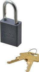 American Lock - 1" Shackle Clearance, Keyed Alike A30 Padlock - 1/4" Shackle Diam, Aluminum, with Solid Aluminum Finish - Apex Tool & Supply