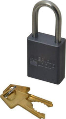 American Lock - 1-1/2" Shackle Clearance, Keyed Different A31 Padlock - 1/4" Shackle Diam, Aluminum, with Solid Aluminum Finish - Apex Tool & Supply
