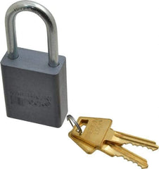 American Lock - 1-1/2" Shackle Clearance, Keyed Alike A31 Padlock - 1/4" Shackle Diam, Aluminum, with Solid Aluminum Finish - Apex Tool & Supply