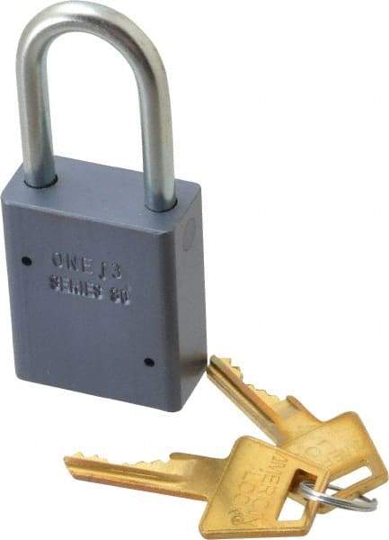 American Lock - 1-1/2" Shackle Clearance, Keyed Alike A31 Padlock - 1/4" Shackle Diam, Aluminum, with Solid Aluminum Finish - Apex Tool & Supply