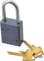 American Lock - 1-1/2" Shackle Clearance, Keyed Alike A31 Padlock - 1/4" Shackle Diam, Aluminum, with Solid Aluminum Finish - Apex Tool & Supply