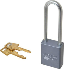 American Lock - 3" Shackle Clearance, Keyed Different A32 Padlock - 1/4" Shackle Diam, Aluminum, with Solid Aluminum Finish - Apex Tool & Supply
