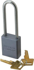 American Lock - 3" Shackle Clearance, Keyed Alike A32 Padlock - 1/4" Shackle Diam, Aluminum, with Solid Aluminum Finish - Apex Tool & Supply