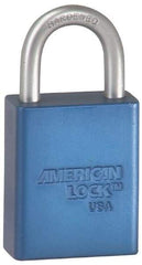 American Lock - Keyed Alike Conductive Lockout Padlock - 3" Shackle Clearance, 1/4" Shackle Diam, 1.8" Body Height x 1-1/2" Body Width, Green, 5 Pins - Apex Tool & Supply