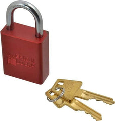 American Lock - Keyed Different Conductive Lockout Padlock - 1" Shackle Clearance, 1/4" Shackle Diam, 1.8" Body Height x 1-1/2" Body Width, Red, 5 Pins - Apex Tool & Supply